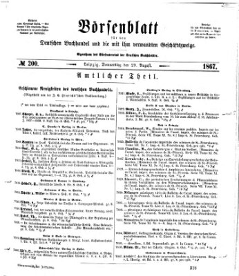 Börsenblatt für den deutschen Buchhandel Donnerstag 29. August 1867