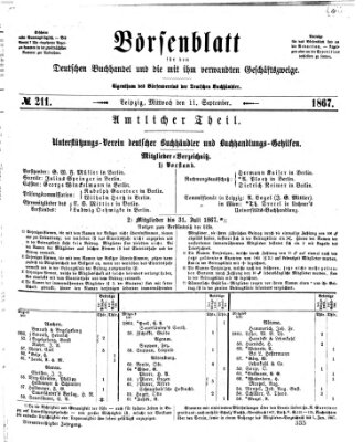 Börsenblatt für den deutschen Buchhandel Mittwoch 11. September 1867