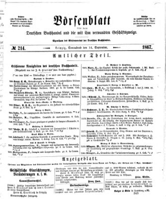 Börsenblatt für den deutschen Buchhandel Samstag 14. September 1867