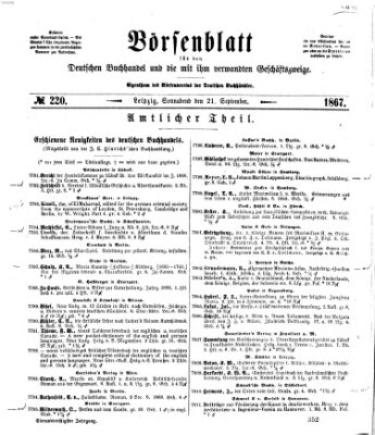 Börsenblatt für den deutschen Buchhandel Samstag 21. September 1867