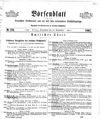 Börsenblatt für den deutschen Buchhandel Samstag 28. September 1867