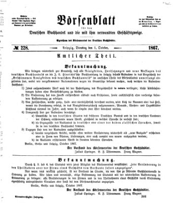 Börsenblatt für den deutschen Buchhandel Dienstag 1. Oktober 1867