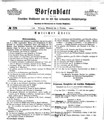 Börsenblatt für den deutschen Buchhandel Mittwoch 2. Oktober 1867