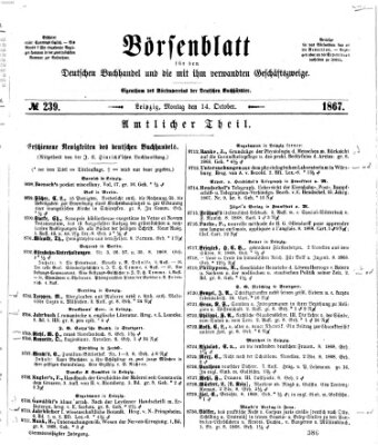 Börsenblatt für den deutschen Buchhandel Montag 14. Oktober 1867