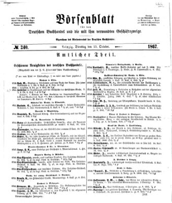 Börsenblatt für den deutschen Buchhandel Dienstag 15. Oktober 1867