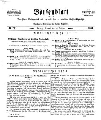 Börsenblatt für den deutschen Buchhandel Mittwoch 16. Oktober 1867