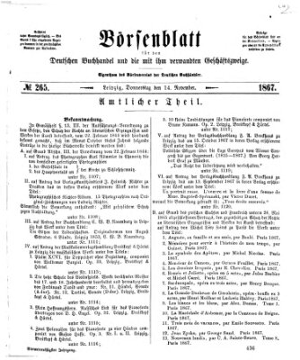 Börsenblatt für den deutschen Buchhandel Donnerstag 14. November 1867