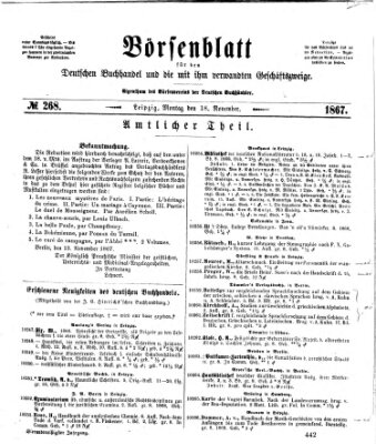 Börsenblatt für den deutschen Buchhandel Montag 18. November 1867