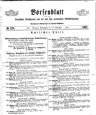 Börsenblatt für den deutschen Buchhandel Samstag 30. November 1867