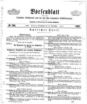 Börsenblatt für den deutschen Buchhandel Samstag 21. Dezember 1867