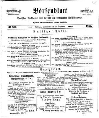 Börsenblatt für den deutschen Buchhandel Samstag 28. Dezember 1867