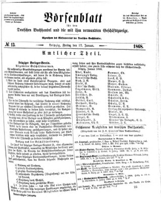 Börsenblatt für den deutschen Buchhandel Freitag 17. Januar 1868