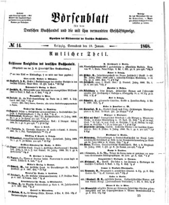 Börsenblatt für den deutschen Buchhandel Samstag 18. Januar 1868