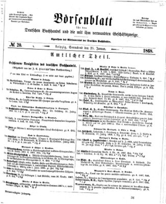 Börsenblatt für den deutschen Buchhandel Samstag 25. Januar 1868