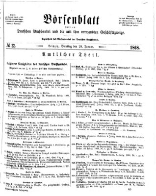 Börsenblatt für den deutschen Buchhandel Dienstag 28. Januar 1868