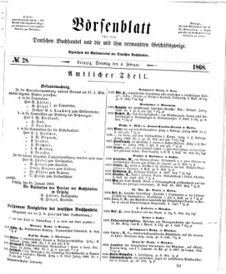 Börsenblatt für den deutschen Buchhandel Dienstag 4. Februar 1868