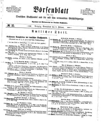 Börsenblatt für den deutschen Buchhandel Samstag 8. Februar 1868