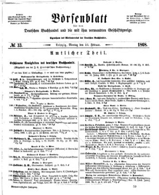 Börsenblatt für den deutschen Buchhandel Montag 10. Februar 1868