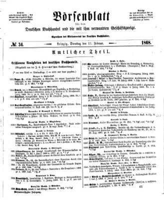 Börsenblatt für den deutschen Buchhandel Dienstag 11. Februar 1868