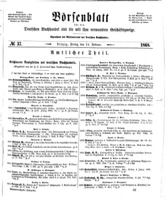 Börsenblatt für den deutschen Buchhandel Freitag 14. Februar 1868