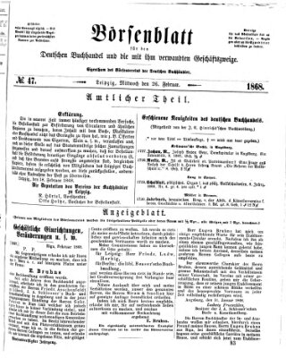 Börsenblatt für den deutschen Buchhandel Mittwoch 26. Februar 1868