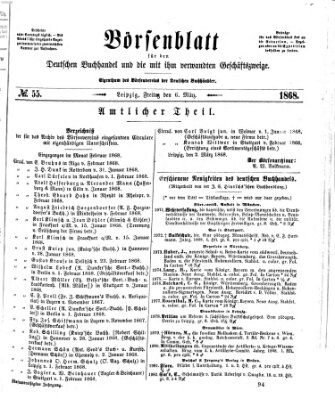 Börsenblatt für den deutschen Buchhandel Freitag 6. März 1868