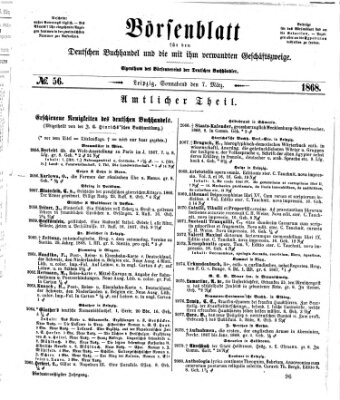 Börsenblatt für den deutschen Buchhandel Samstag 7. März 1868