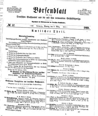 Börsenblatt für den deutschen Buchhandel Montag 9. März 1868