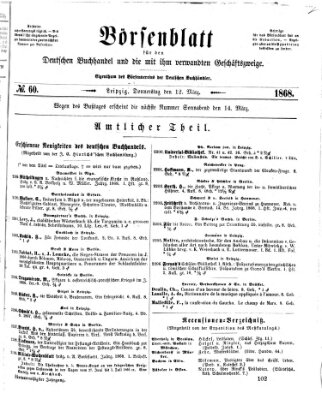 Börsenblatt für den deutschen Buchhandel Donnerstag 12. März 1868