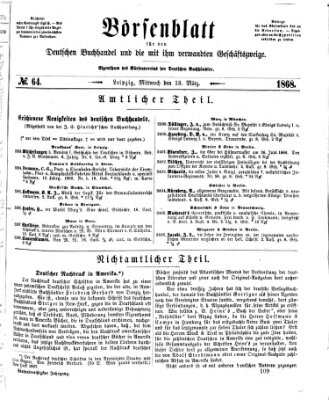 Börsenblatt für den deutschen Buchhandel Mittwoch 18. März 1868