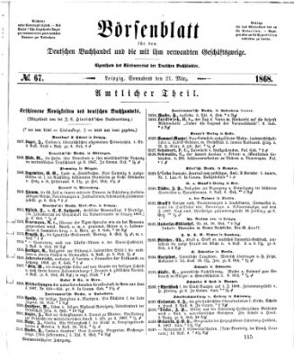 Börsenblatt für den deutschen Buchhandel Samstag 21. März 1868