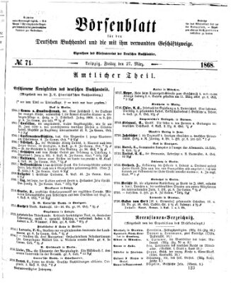 Börsenblatt für den deutschen Buchhandel Freitag 27. März 1868