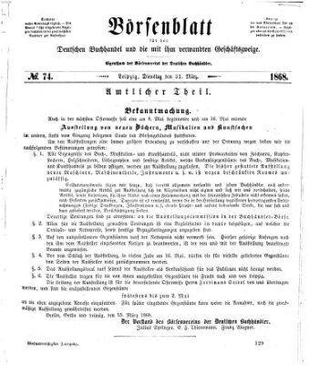 Börsenblatt für den deutschen Buchhandel Dienstag 31. März 1868