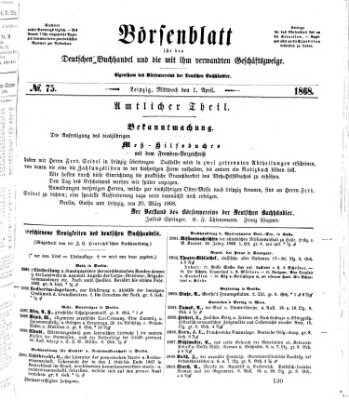 Börsenblatt für den deutschen Buchhandel Mittwoch 1. April 1868