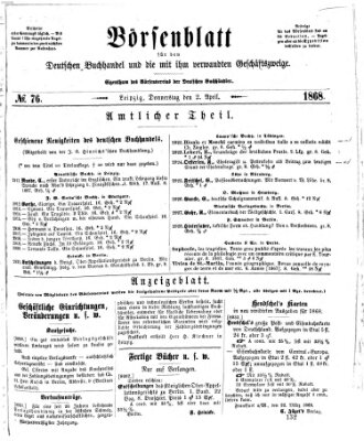 Börsenblatt für den deutschen Buchhandel Donnerstag 2. April 1868