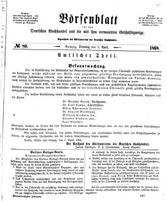 Börsenblatt für den deutschen Buchhandel Dienstag 7. April 1868