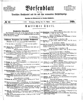 Börsenblatt für den deutschen Buchhandel Freitag 17. April 1868