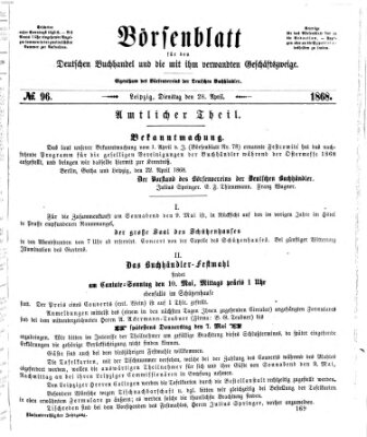 Börsenblatt für den deutschen Buchhandel Dienstag 28. April 1868