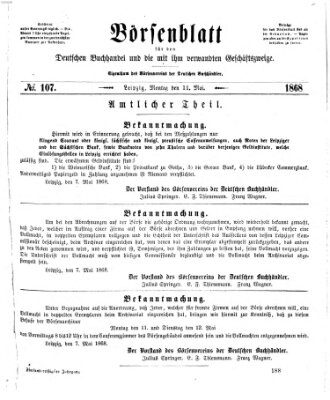 Börsenblatt für den deutschen Buchhandel Montag 11. Mai 1868