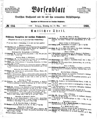 Börsenblatt für den deutschen Buchhandel Dienstag 19. Mai 1868