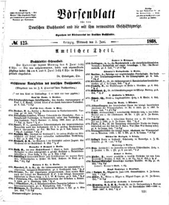 Börsenblatt für den deutschen Buchhandel Mittwoch 3. Juni 1868