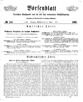 Börsenblatt für den deutschen Buchhandel Mittwoch 10. Juni 1868