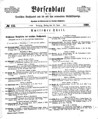 Börsenblatt für den deutschen Buchhandel Freitag 12. Juni 1868