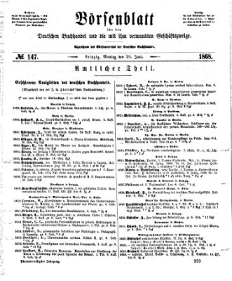 Börsenblatt für den deutschen Buchhandel Montag 29. Juni 1868