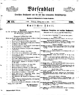 Börsenblatt für den deutschen Buchhandel Freitag 3. Juli 1868