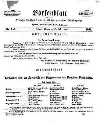 Börsenblatt für den deutschen Buchhandel Montag 13. Juli 1868