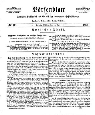 Börsenblatt für den deutschen Buchhandel Mittwoch 15. Juli 1868