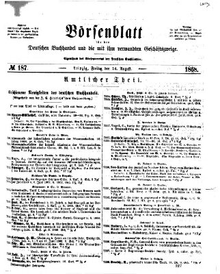 Börsenblatt für den deutschen Buchhandel Freitag 14. August 1868