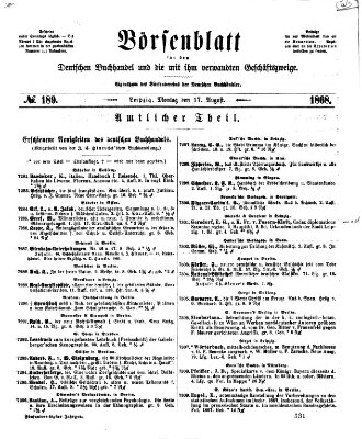 Börsenblatt für den deutschen Buchhandel Montag 17. August 1868