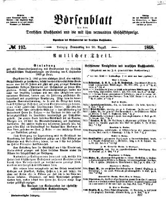 Börsenblatt für den deutschen Buchhandel Donnerstag 20. August 1868